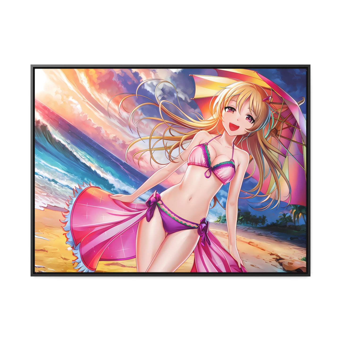 Sunset Stroll on the Beach - Gallery Canvas Wraps, Horizontal Frame