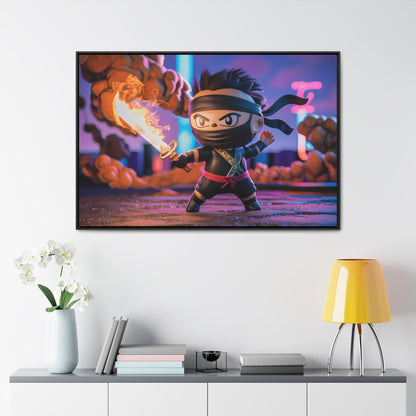 "Flameblade Ninja in Action" - Gallery Canvas Wraps, Horizontal Frame