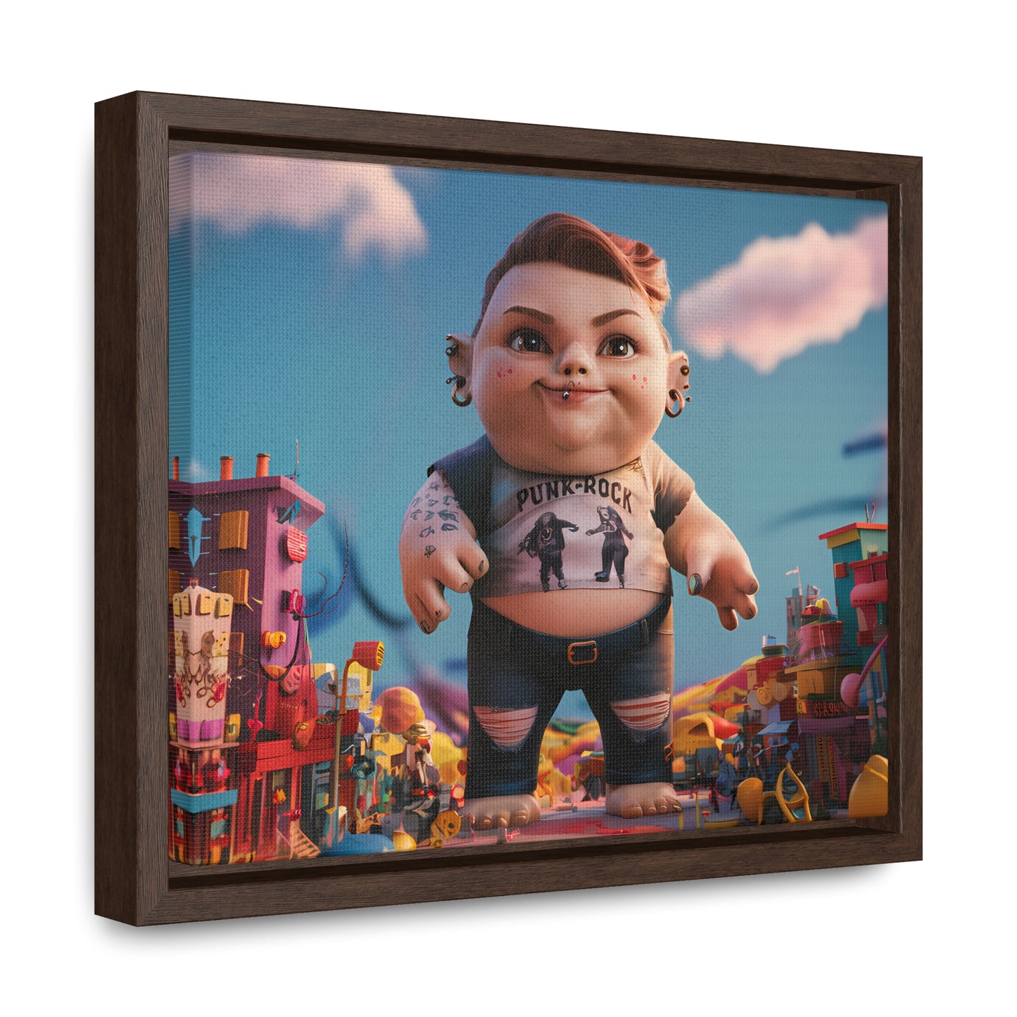"Punk Rock Titan in Toy Town" - Gallery Canvas Wraps, Horizontal Frame