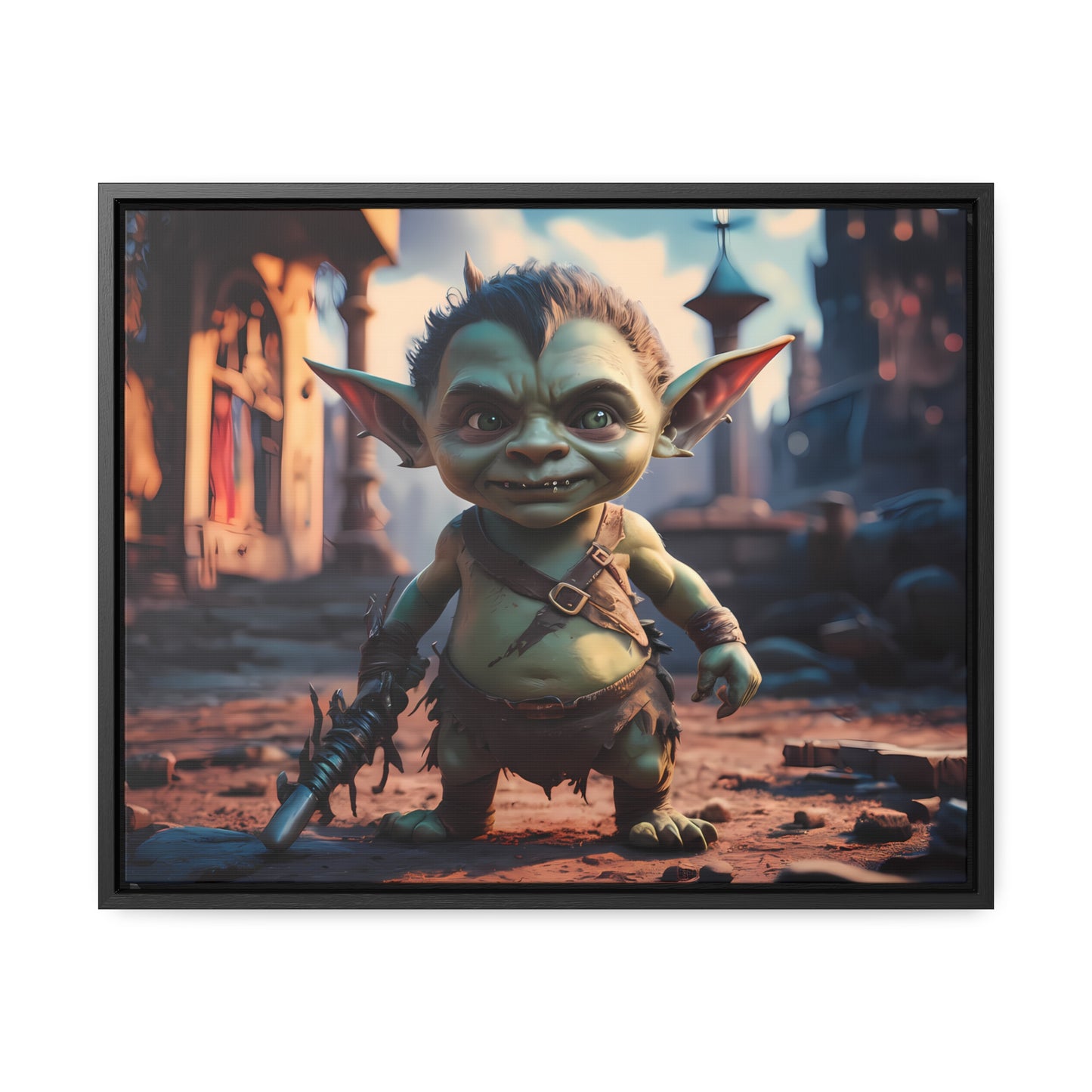 Goblin Warrior in the Ruined City - Gallery Canvas Wraps, Horizontal Frame