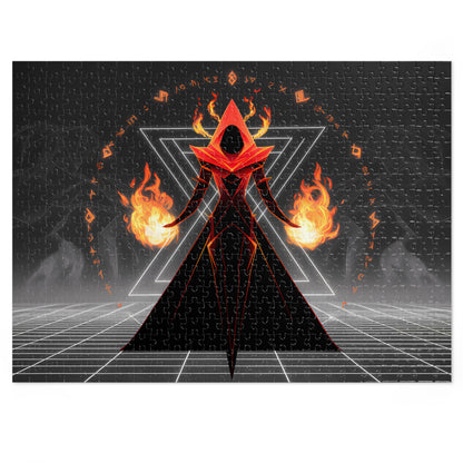 "Arcane Pyromancer in the Digital Realm" - Jigsaw Puzzle (30, 110, 252, 500,1000-Piece)