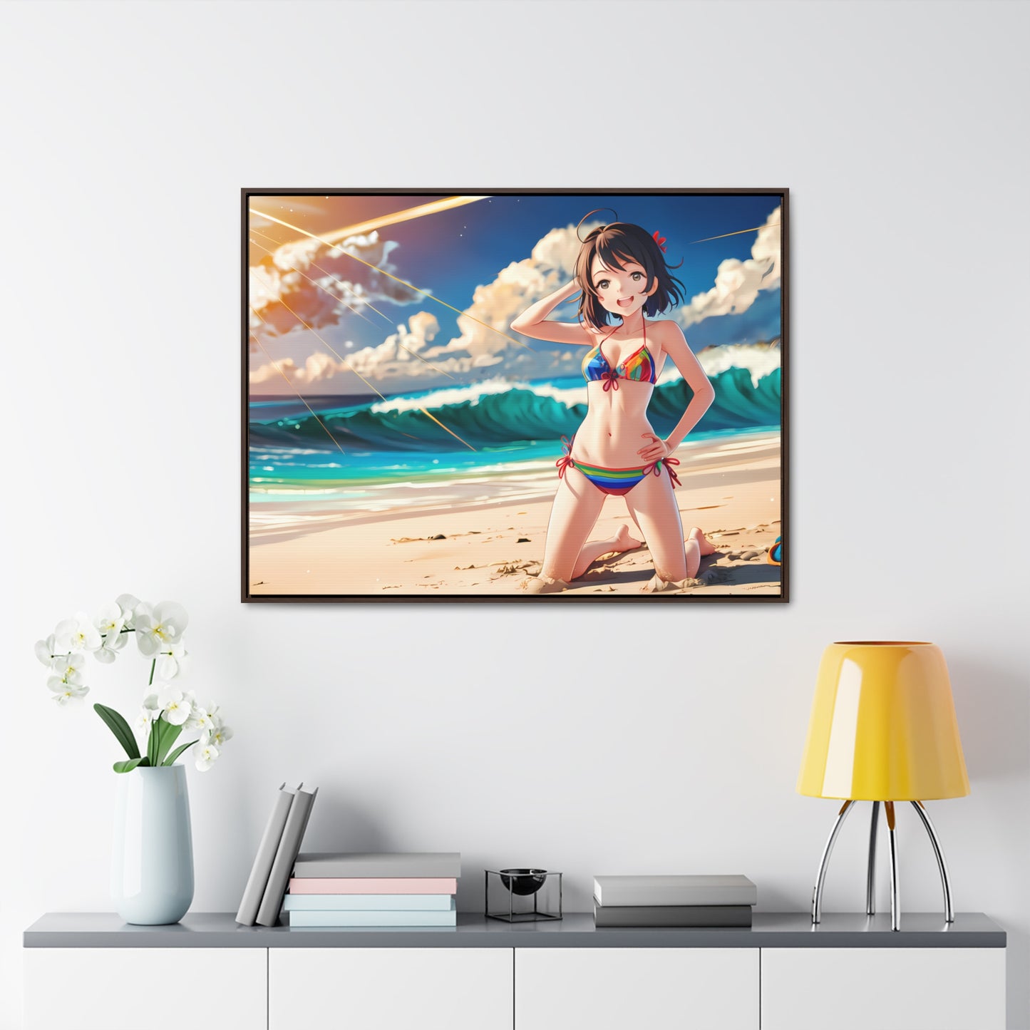 Sunlit Shores of Joy - Gallery Canvas Wraps, Horizontal Frame