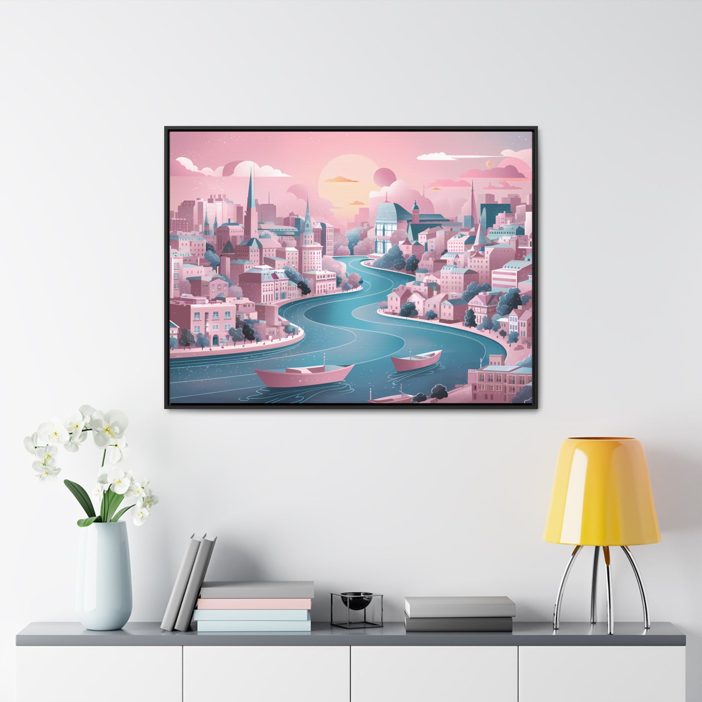 Serene City at Dawn - Gallery Canvas Wraps, Horizontal Frame