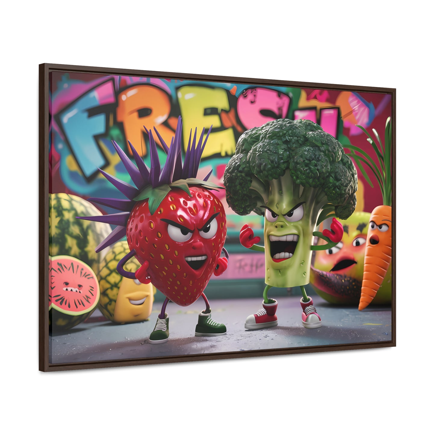 "Fresh Fight: Battle of the Bites" - Gallery Canvas Wraps, Horizontal Frame