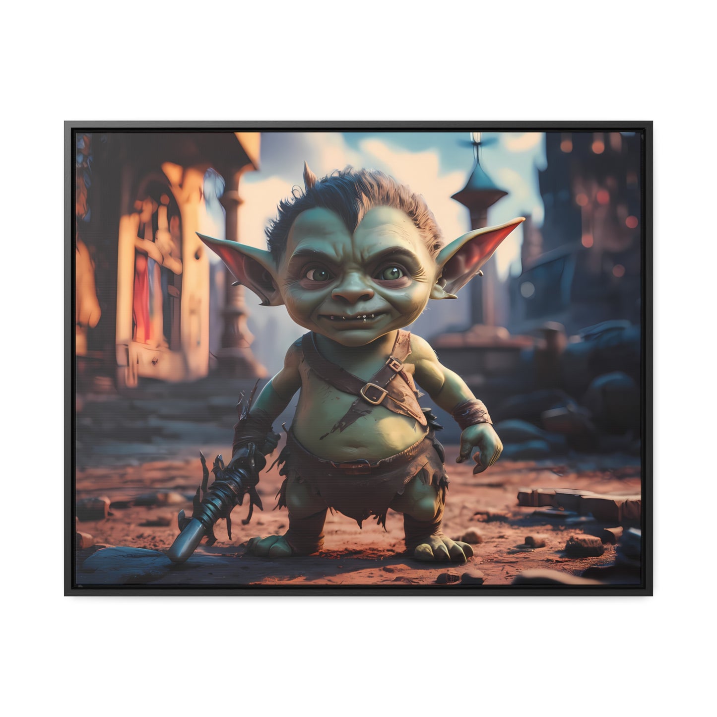 Goblin Warrior in the Ruined City - Gallery Canvas Wraps, Horizontal Frame