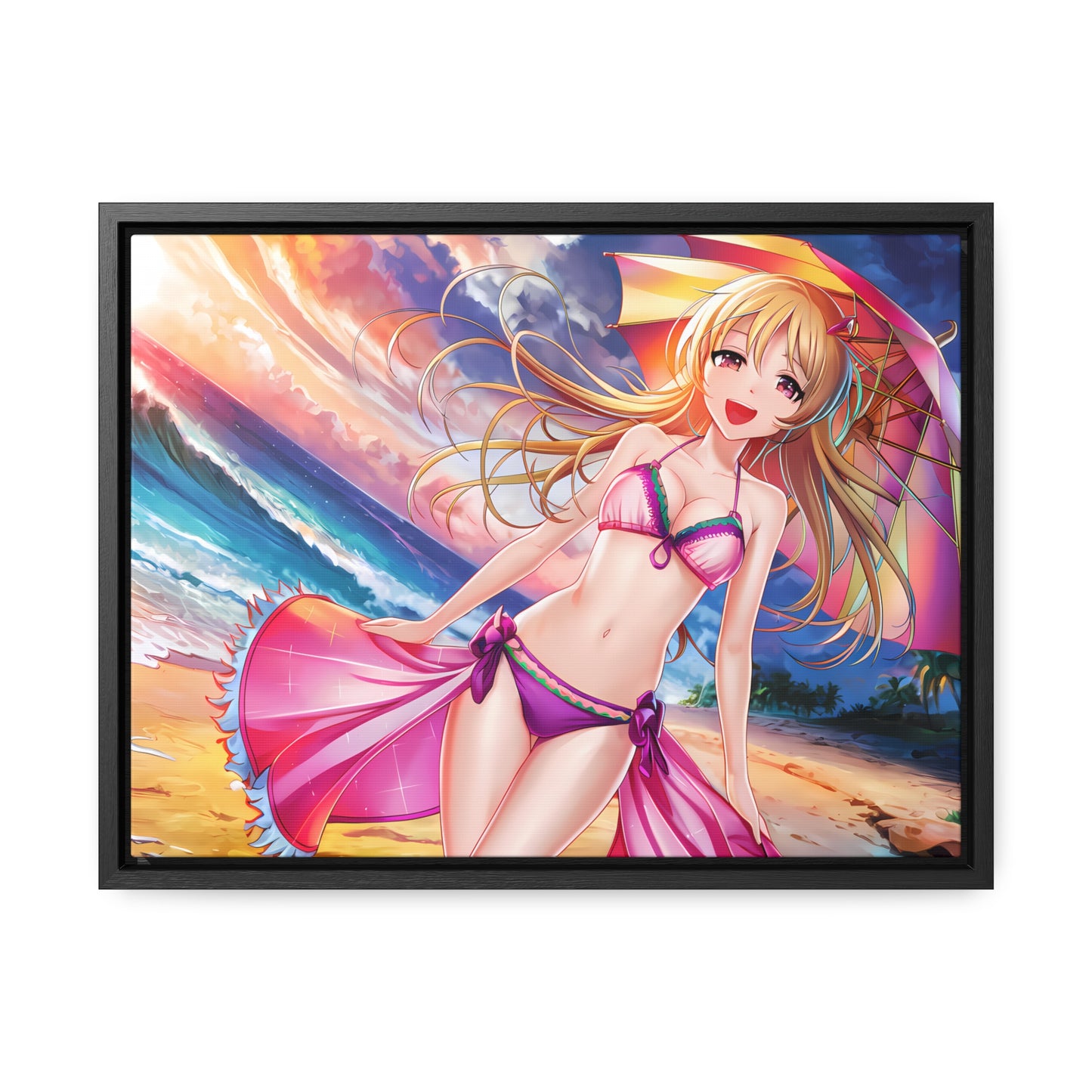 Sunset Stroll on the Beach - Gallery Canvas Wraps, Horizontal Frame