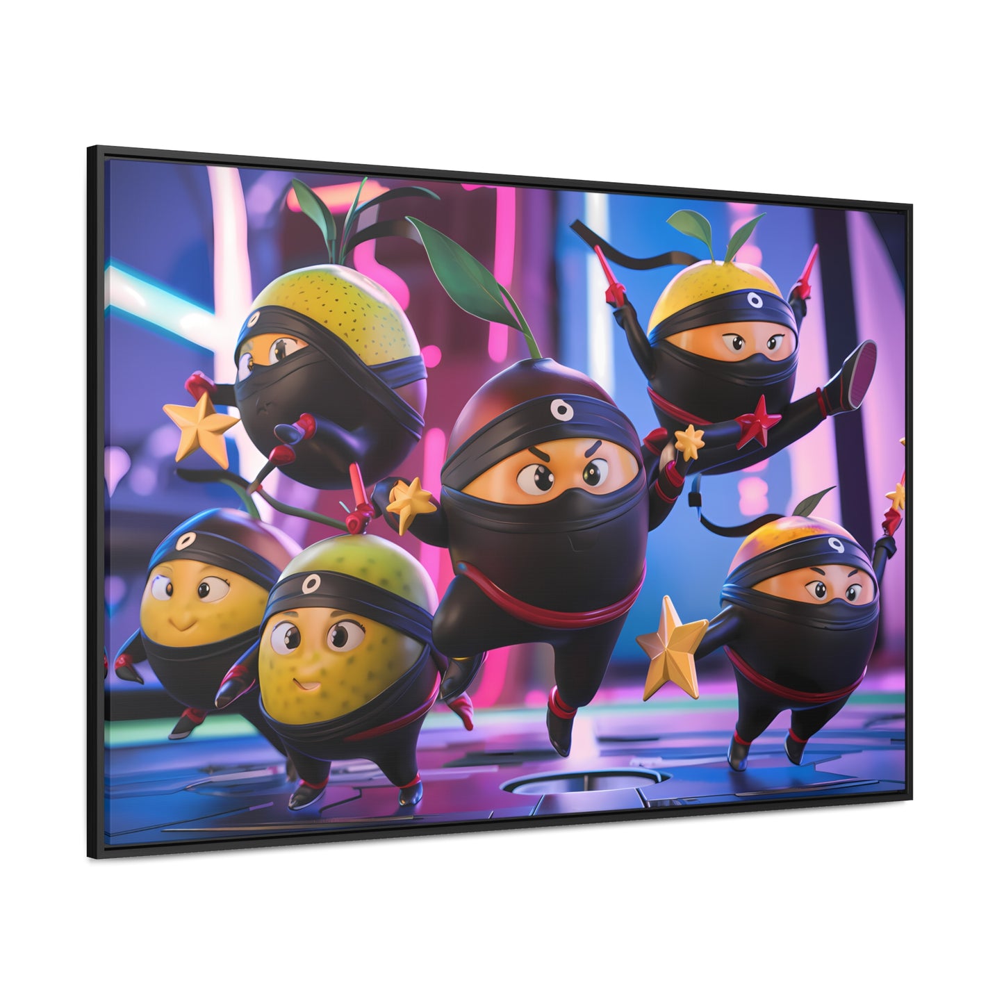 Ninja Citrus Squad: Star Power Unleashed - Gallery Canvas Wraps, Horizontal Frame