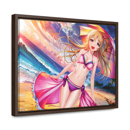 Sunset Stroll on the Beach - Gallery Canvas Wraps, Horizontal Frame