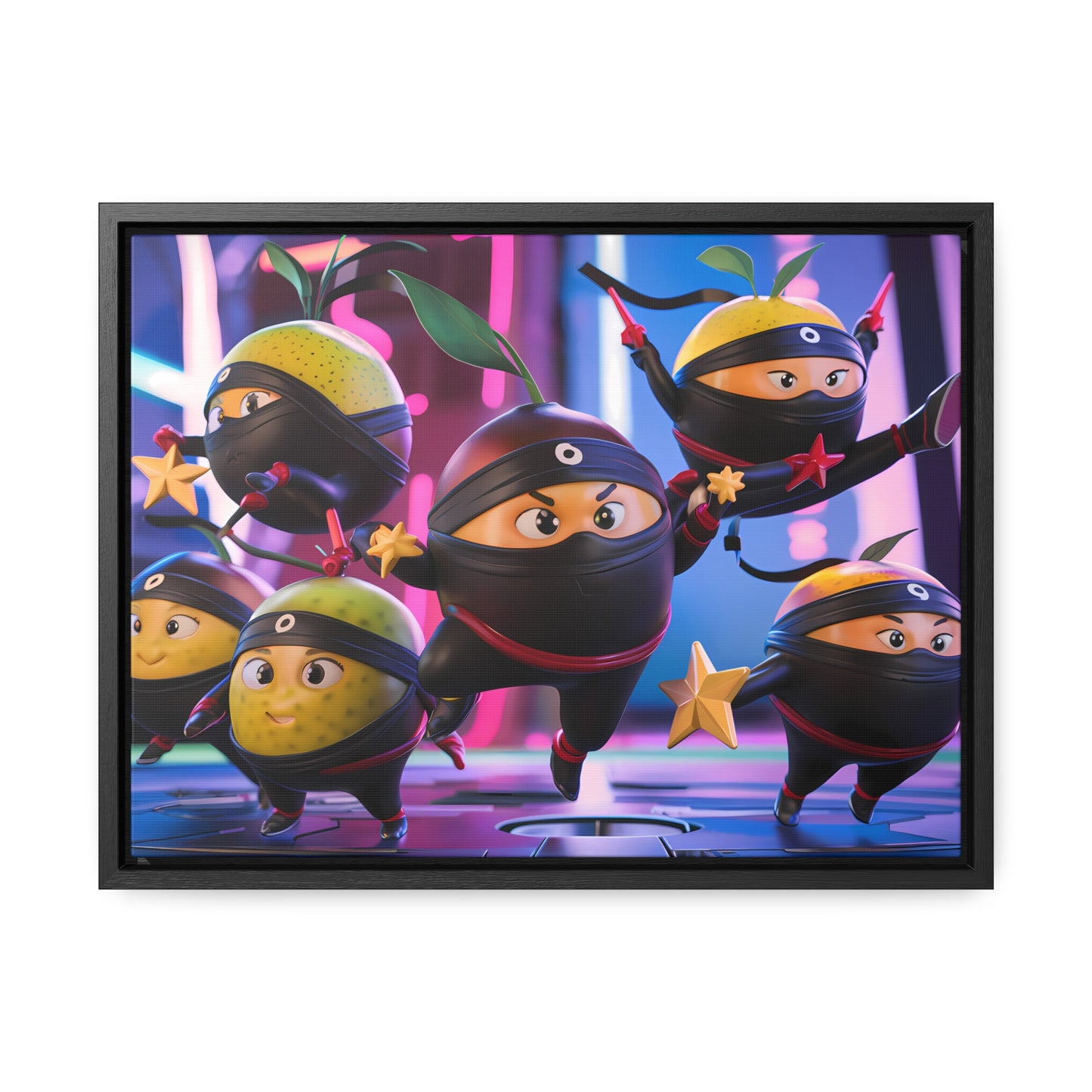Ninja Citrus Squad: Star Power Unleashed - Gallery Canvas Wraps, Horizontal Frame