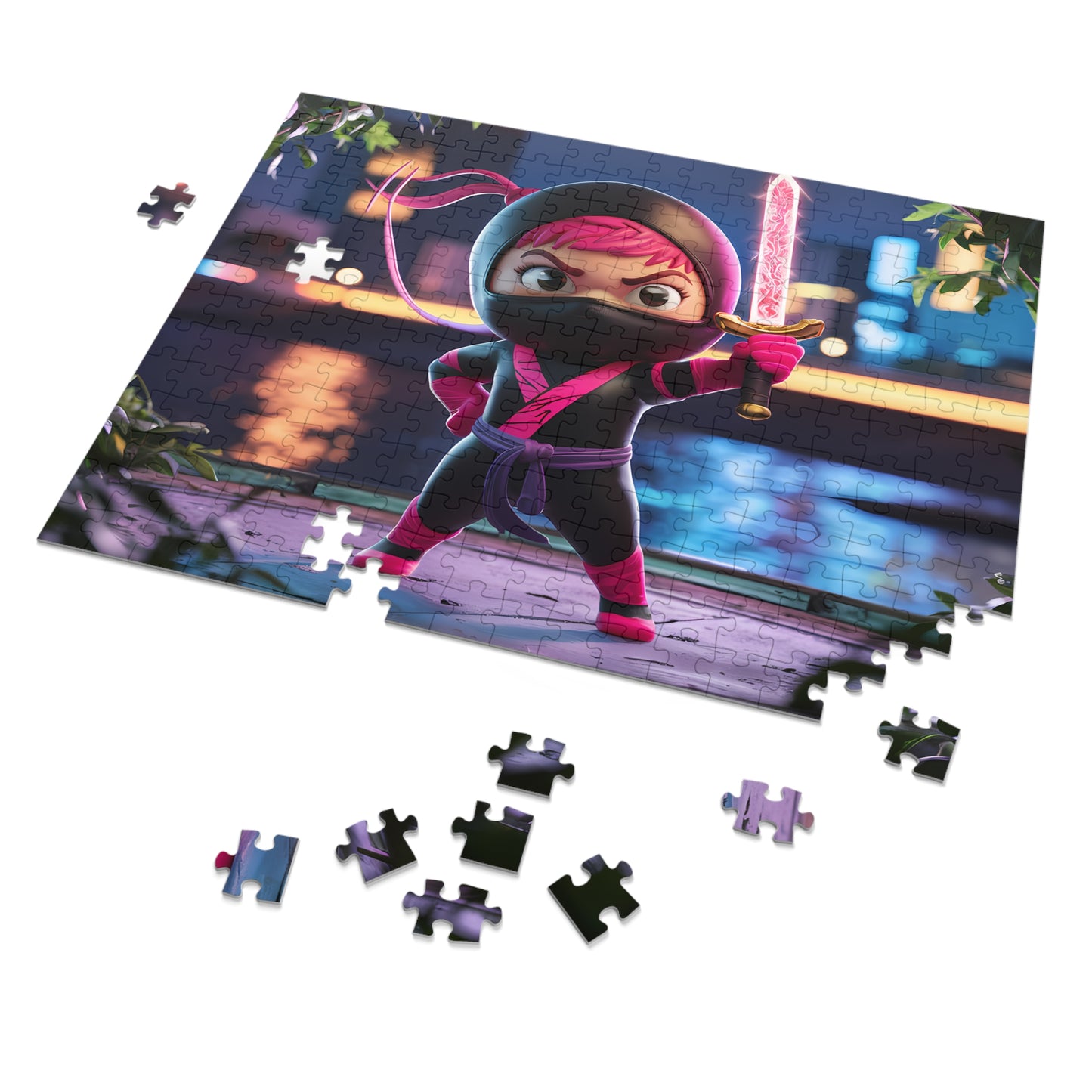 "Ninja Warrior: Pink Blade at Dusk" - Jigsaw Puzzle (30, 110, 252, 500,1000-Piece)