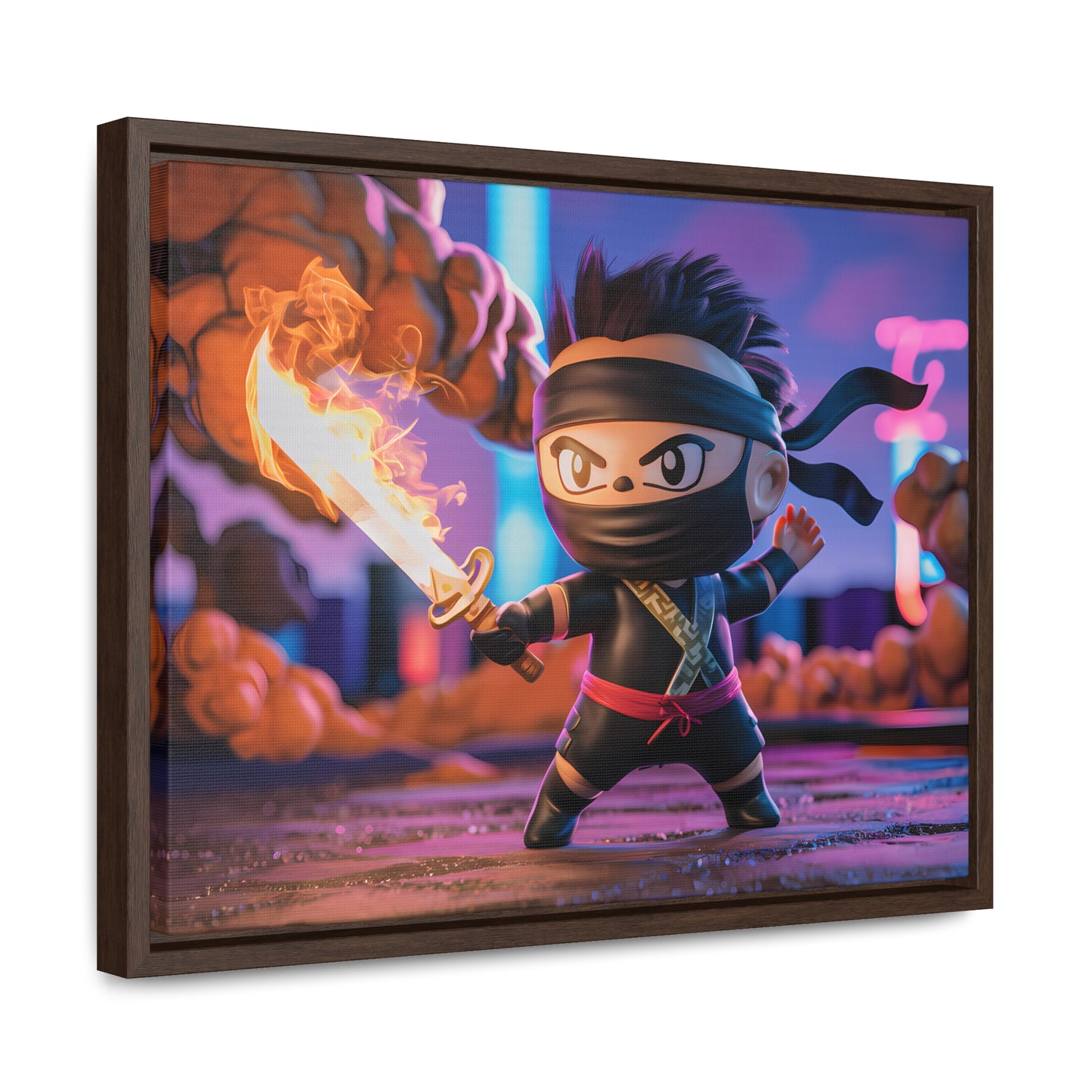 "Flameblade Ninja in Action" - Gallery Canvas Wraps, Horizontal Frame