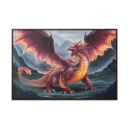 The Inferno Wyrm of the Ashen Peaks - Gallery Canvas Wraps, Horizontal Frame