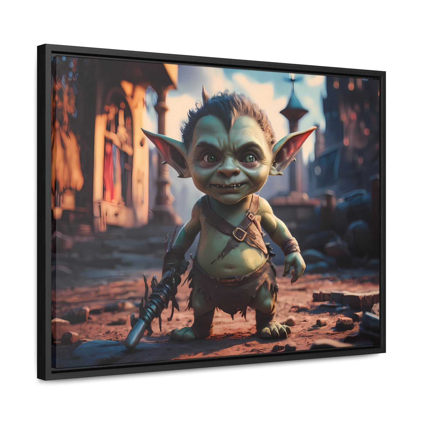 Goblin Warrior in the Ruined City - Gallery Canvas Wraps, Horizontal Frame