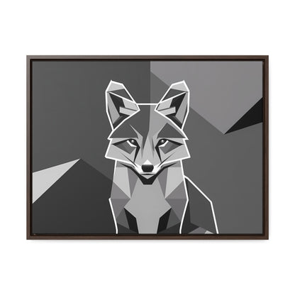 "Geometric Fox in Monochrome" - Gallery Canvas Wraps, Horizontal Frame