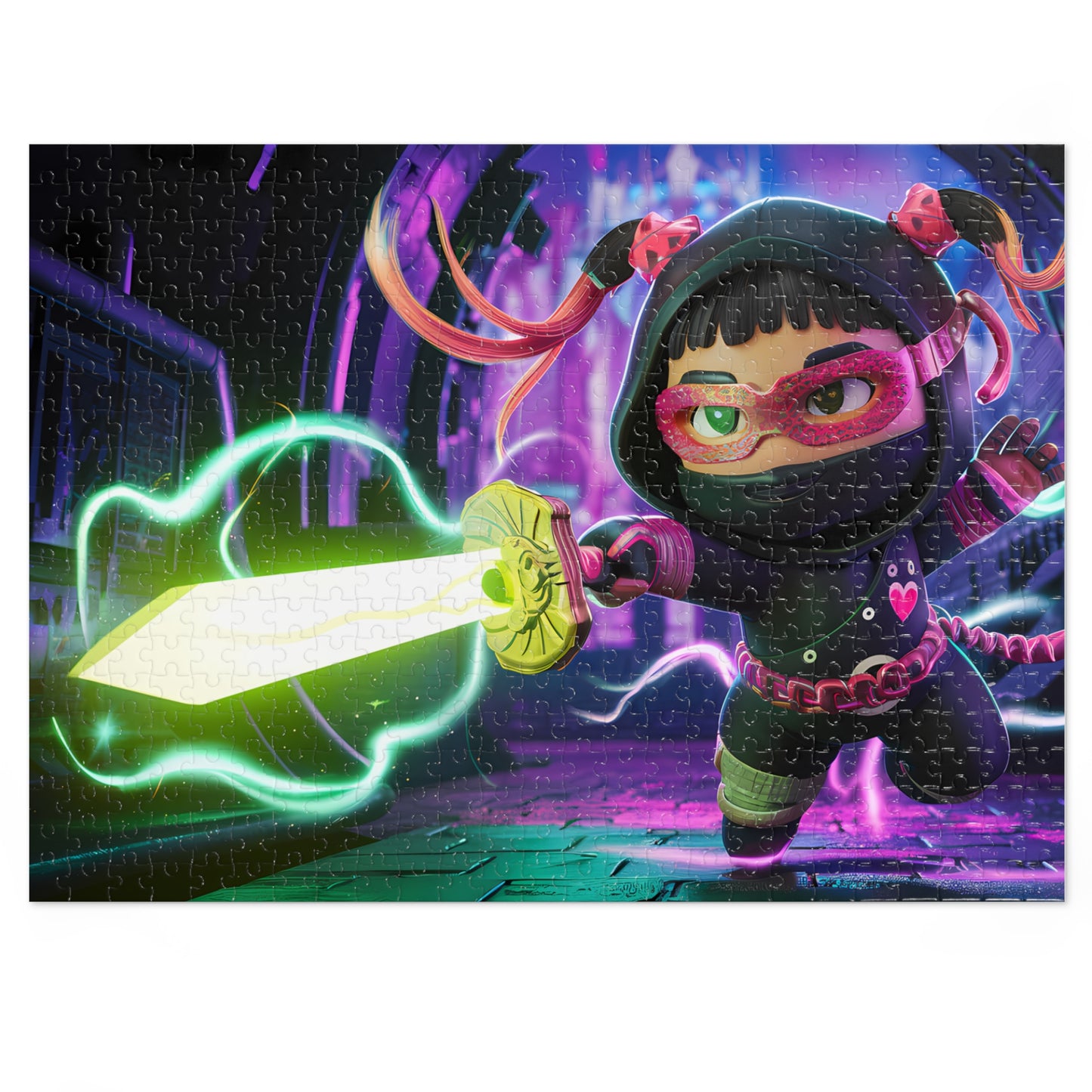 Neon Ninja: Guardian of the Cyber Realm - Jigsaw Puzzle (30, 110, 252, 500,1000-Piece)