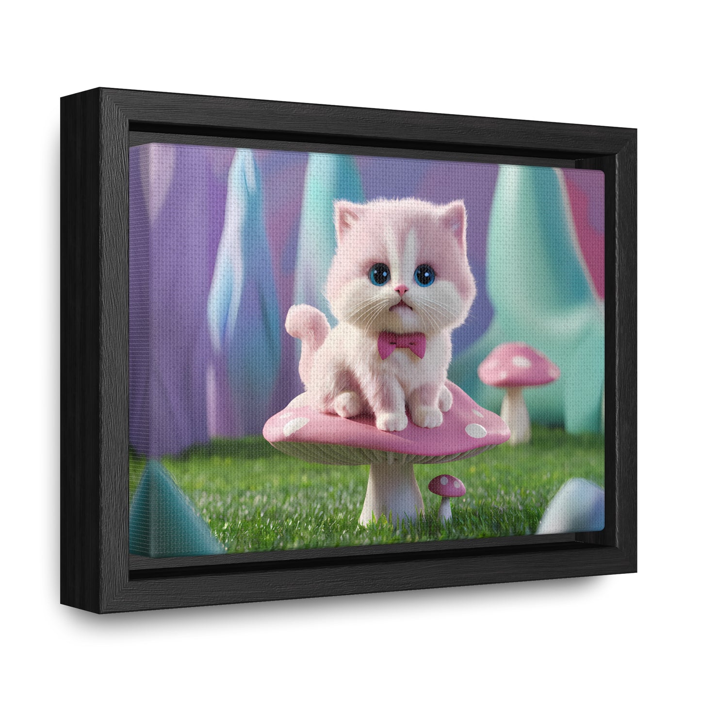 Whimsical Kitten on a Mushroom Throne - Gallery Canvas Wraps, Horizontal Frame