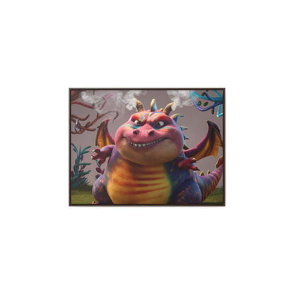 "Smug Rainbow Dragon in a Whimsical Forest" - Gallery Canvas Wraps, Horizontal Frame
