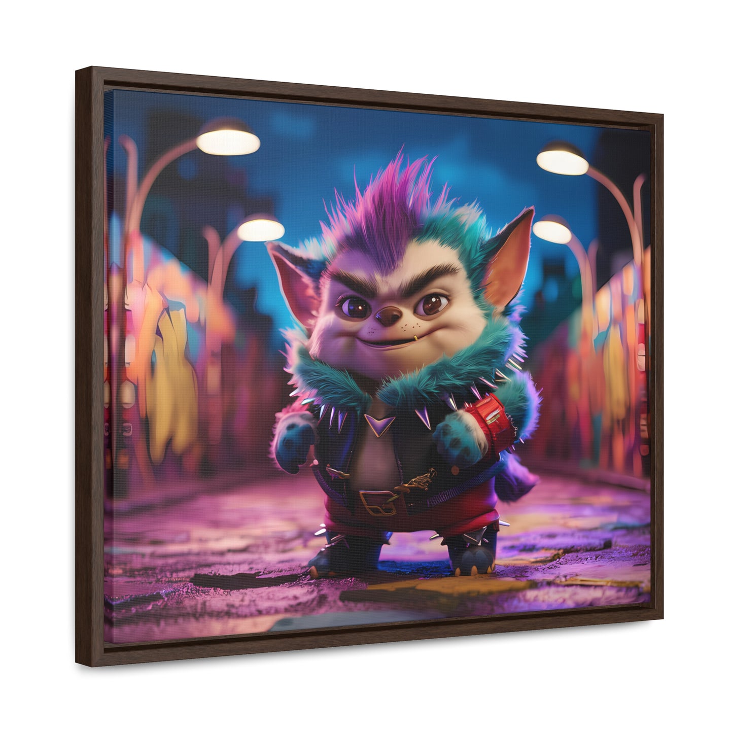 Rebel Furry in the Neon Alley - Gallery Canvas Wraps, Horizontal Frame