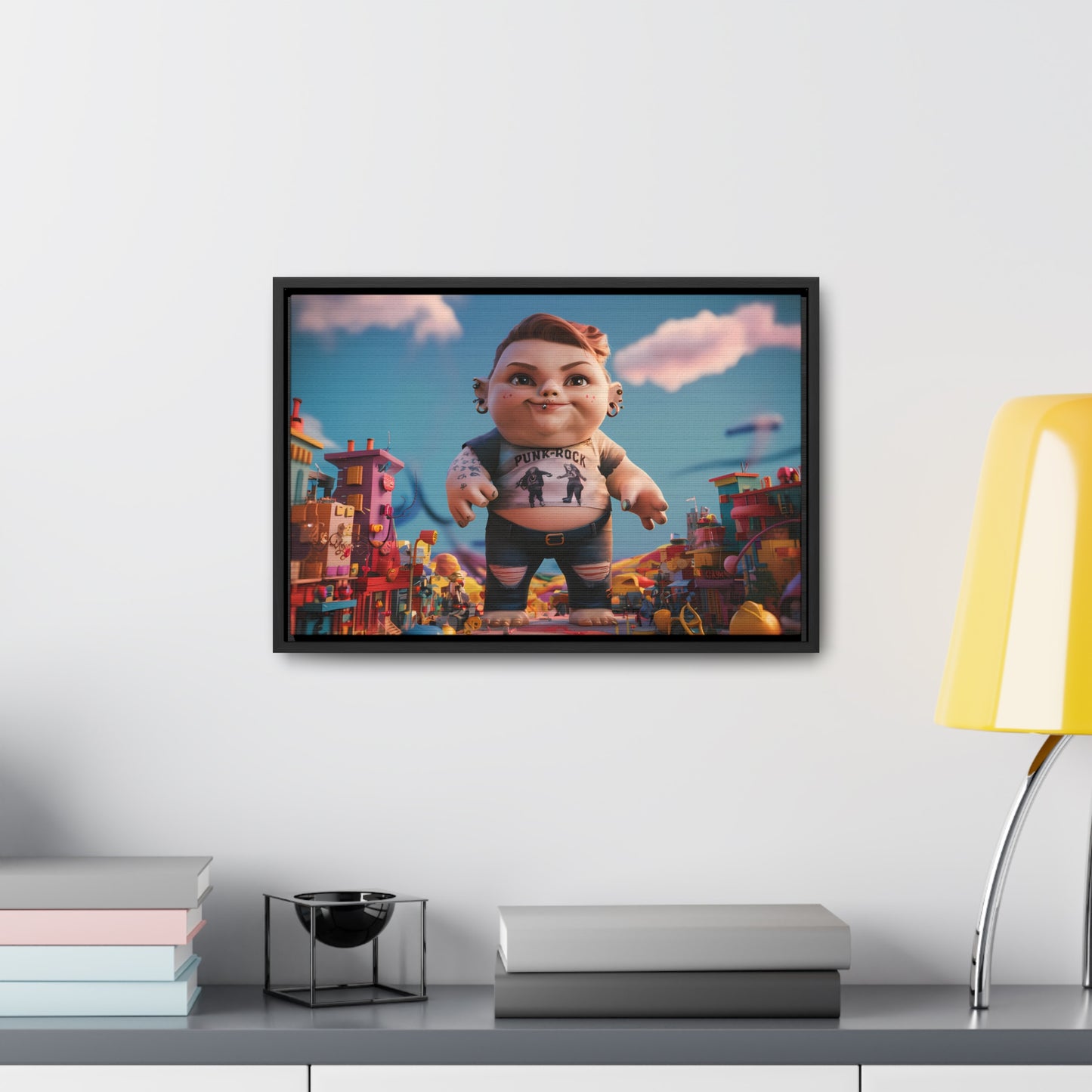 "Punk Rock Titan in Toy Town" - Gallery Canvas Wraps, Horizontal Frame