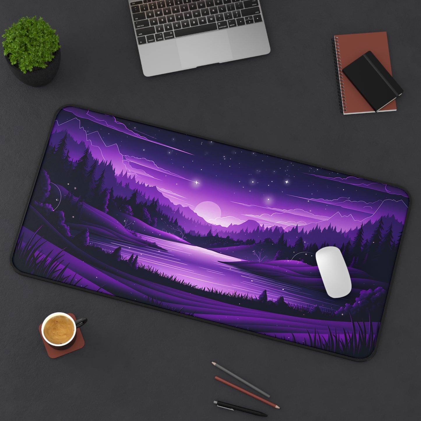 Purple Neon Night - Desk Mat