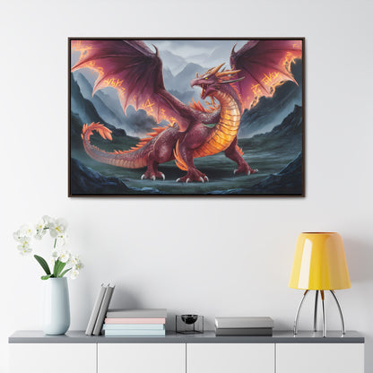 The Inferno Wyrm of the Ashen Peaks - Gallery Canvas Wraps, Horizontal Frame