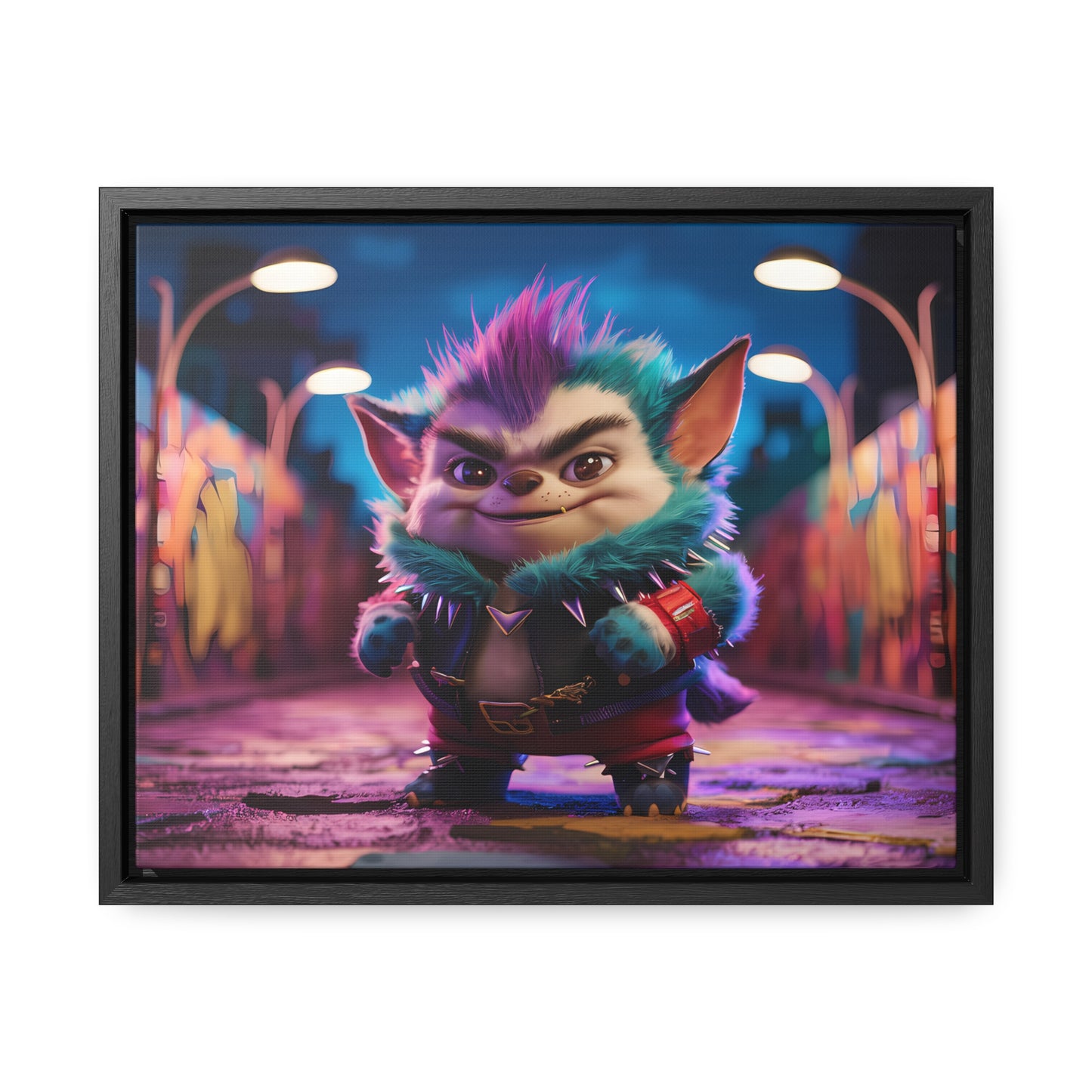 Rebel Furry in the Neon Alley - Gallery Canvas Wraps, Horizontal Frame