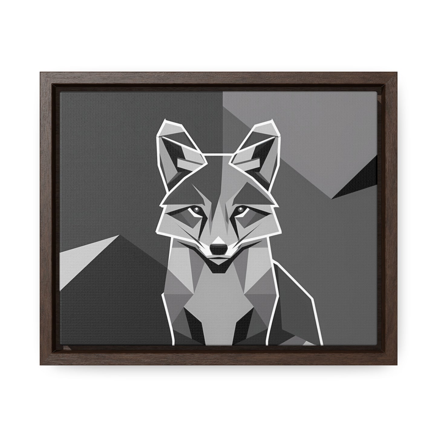 "Geometric Fox in Monochrome" - Gallery Canvas Wraps, Horizontal Frame