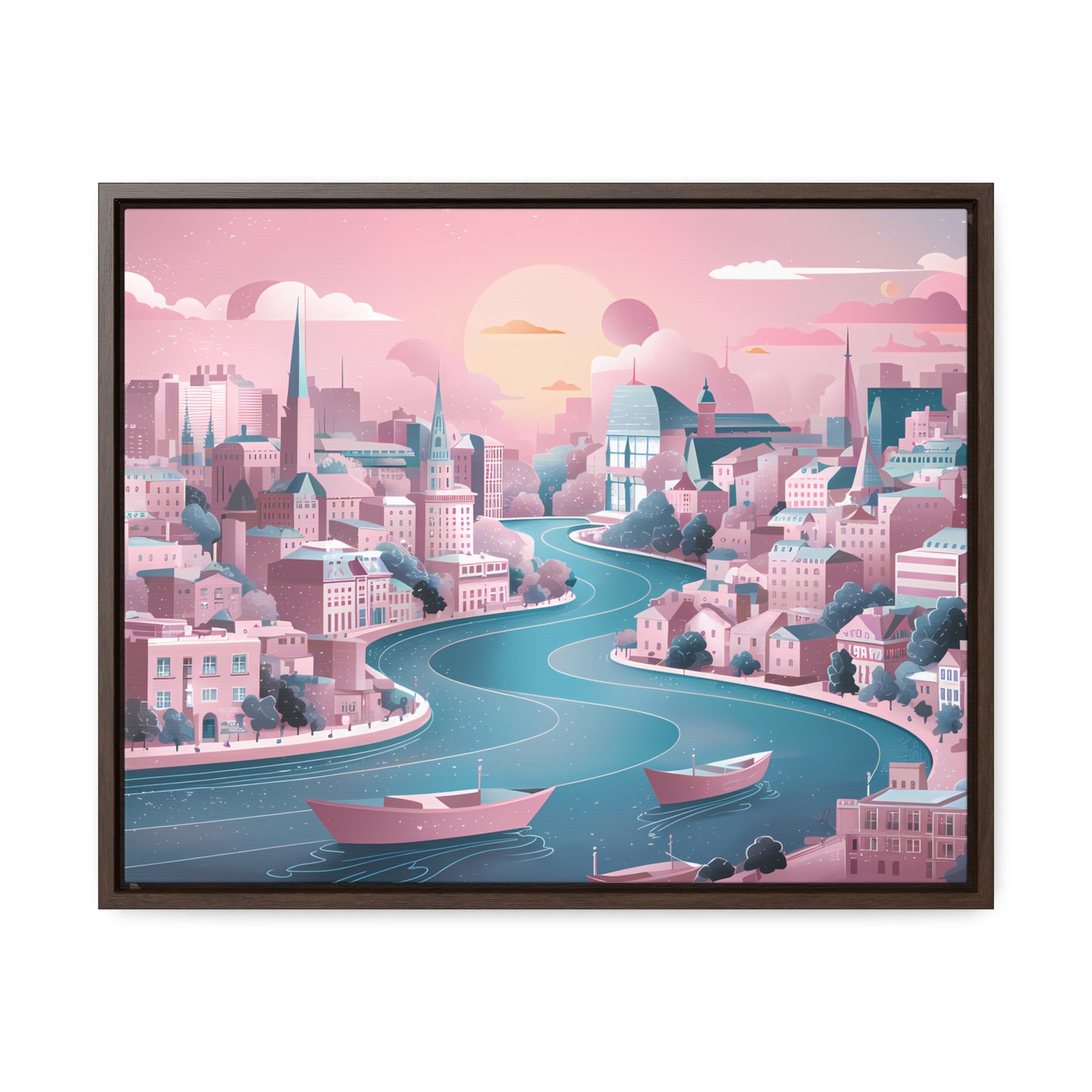 Serene City at Dawn - Gallery Canvas Wraps, Horizontal Frame