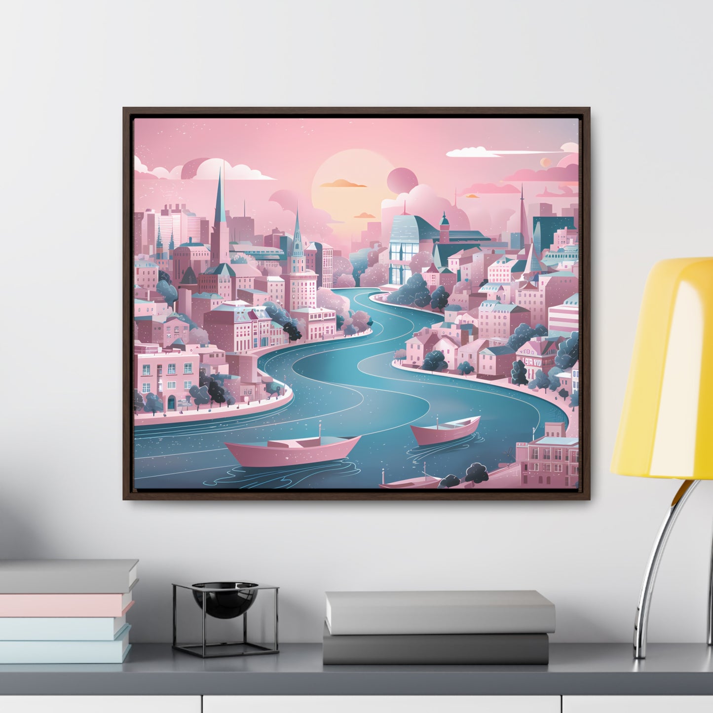 Serene City at Dawn - Gallery Canvas Wraps, Horizontal Frame