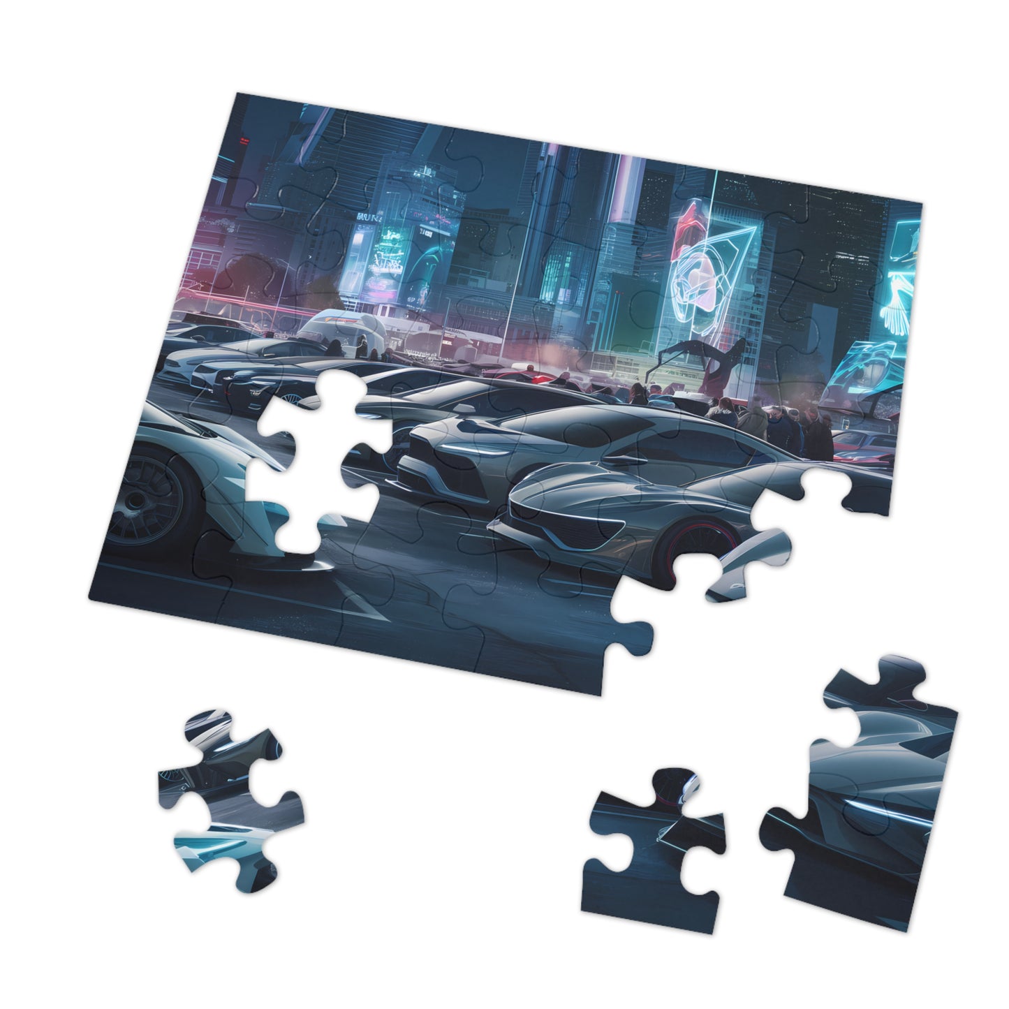 Neon Nights: Supercar Showdown - Jigsaw Puzzle (30, 110, 252, 500,1000-Piece)