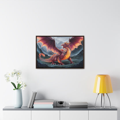The Inferno Wyrm of the Ashen Peaks - Gallery Canvas Wraps, Horizontal Frame
