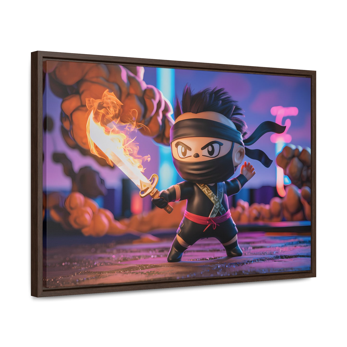"Flameblade Ninja in Action" - Gallery Canvas Wraps, Horizontal Frame