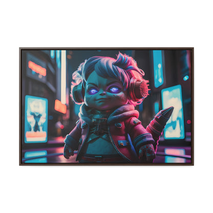 Neon Guardian in the Cyber City - Gallery Canvas Wraps, Horizontal Frame