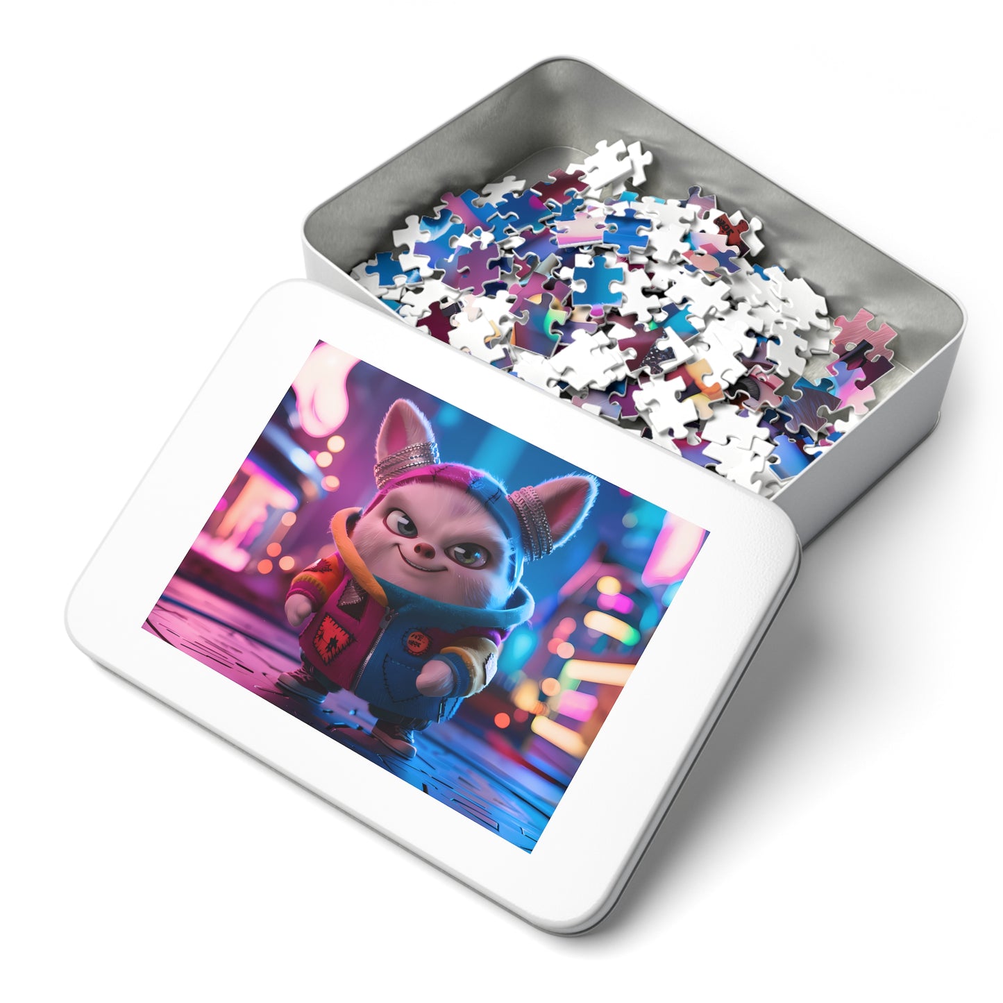 The Adventurous Bunny in Cyber City - Jigsaw Puzzle (30, 110, 252, 500,1000-Piece)
