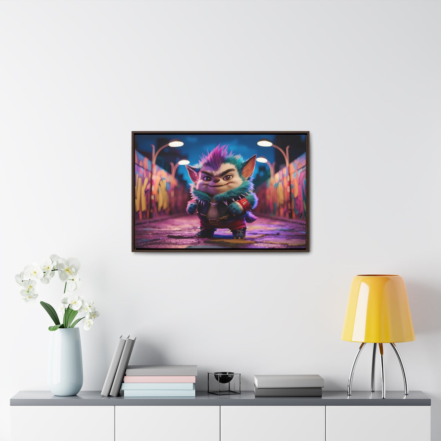Rebel Furry in the Neon Alley - Gallery Canvas Wraps, Horizontal Frame