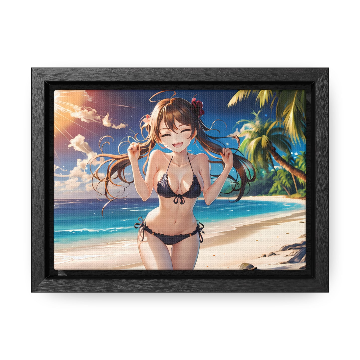 Sunlit Joy on the Beach - Gallery Canvas Wraps, Horizontal Frame