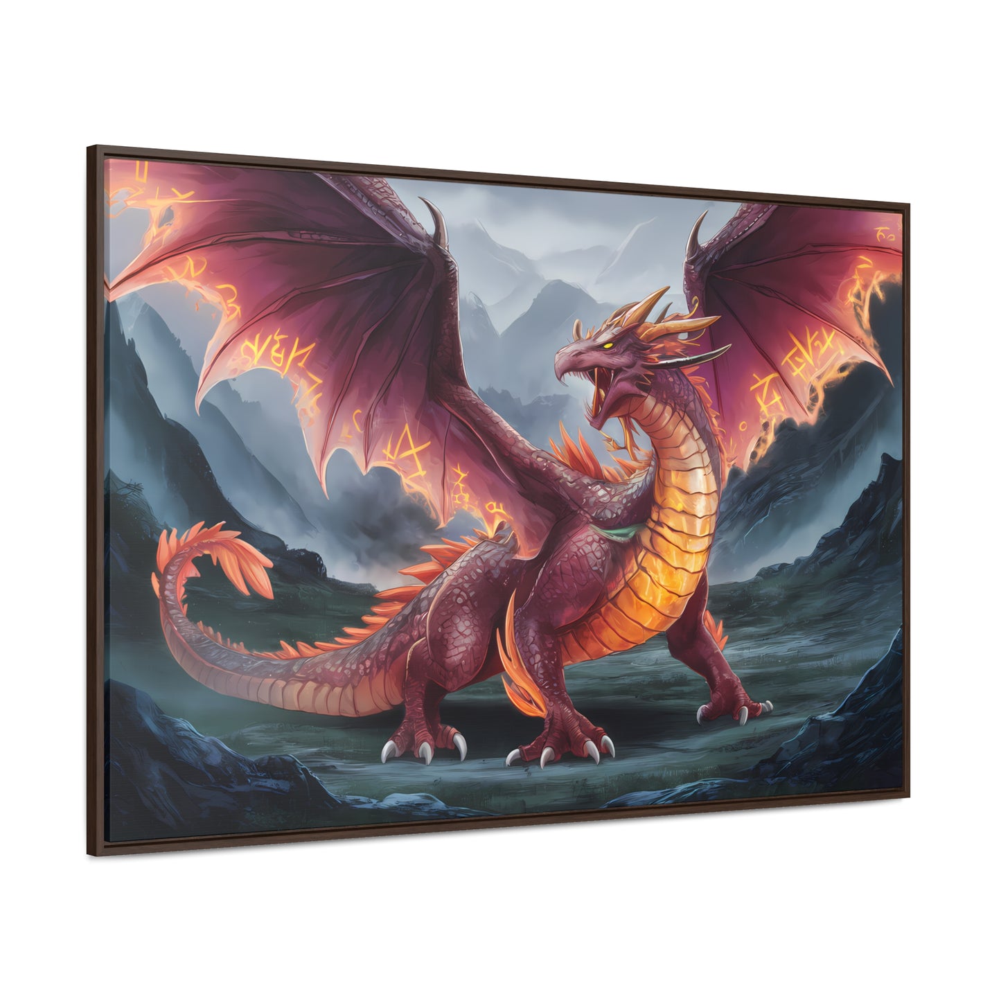 The Inferno Wyrm of the Ashen Peaks - Gallery Canvas Wraps, Horizontal Frame