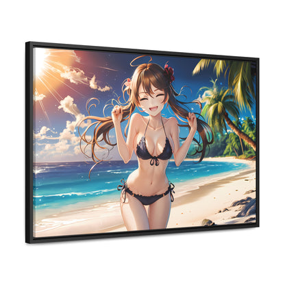 Sunlit Joy on the Beach - Gallery Canvas Wraps, Horizontal Frame