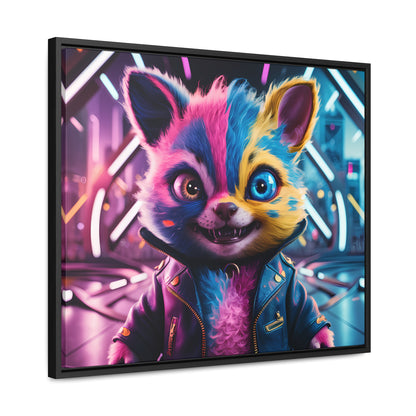 Neon Paws in the Cyber City - Gallery Canvas Wraps, Horizontal Frame