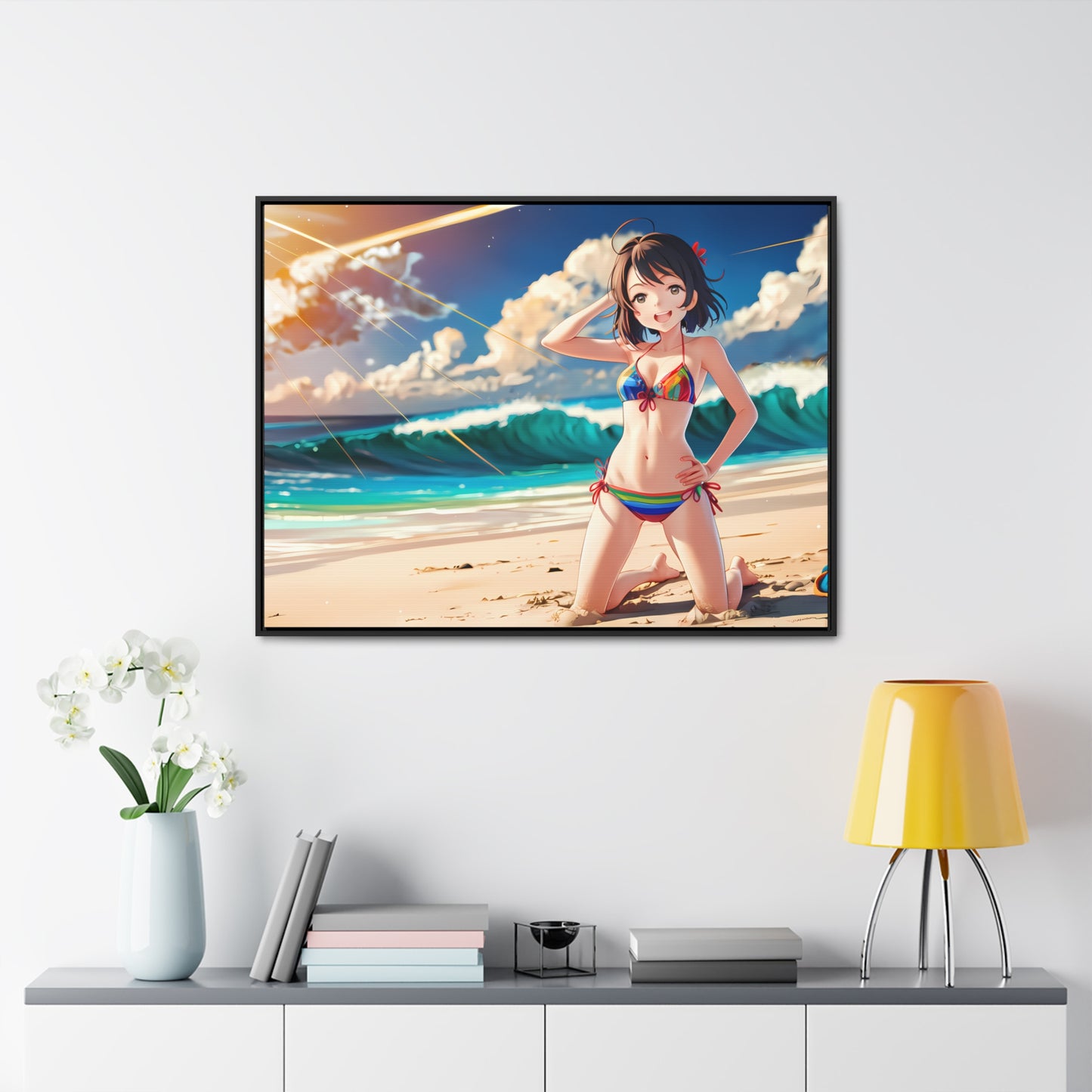 Sunlit Shores of Joy - Gallery Canvas Wraps, Horizontal Frame