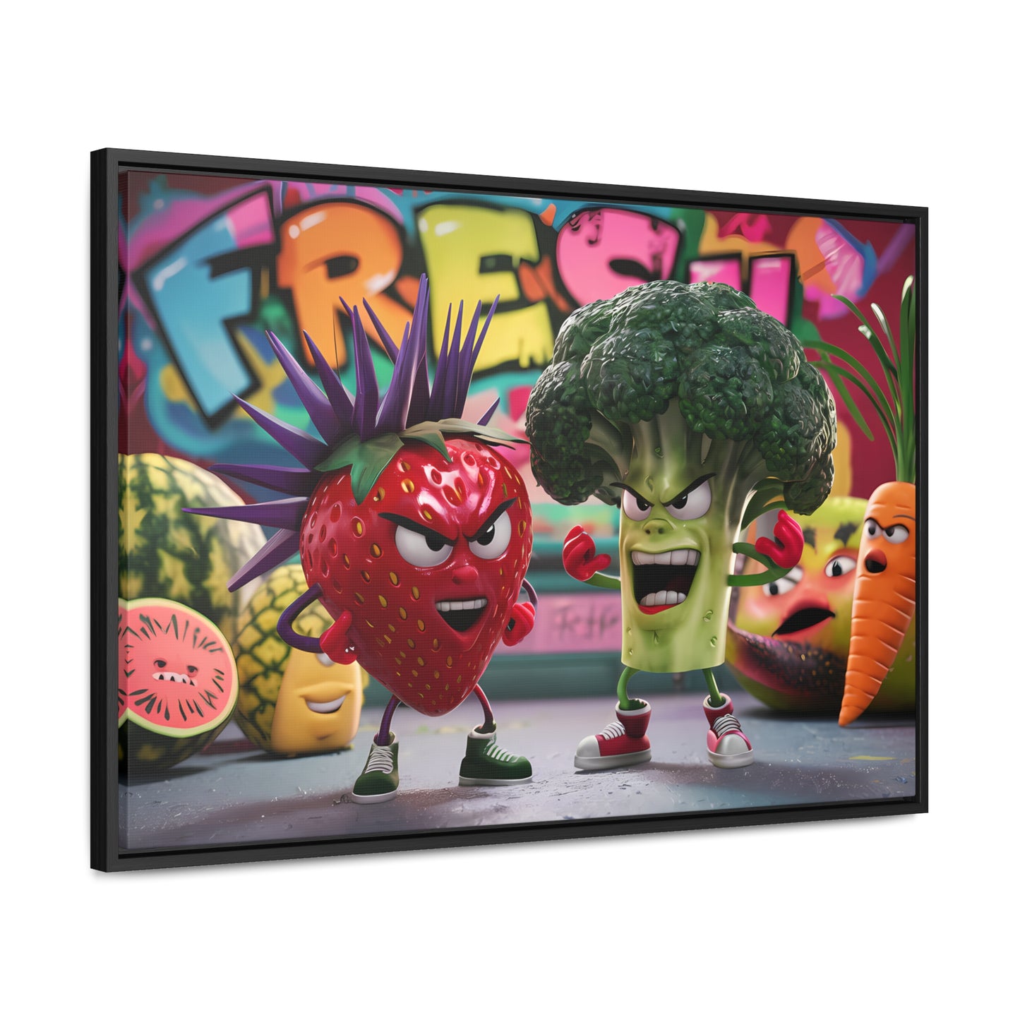 "Fresh Fight: Battle of the Bites" - Gallery Canvas Wraps, Horizontal Frame