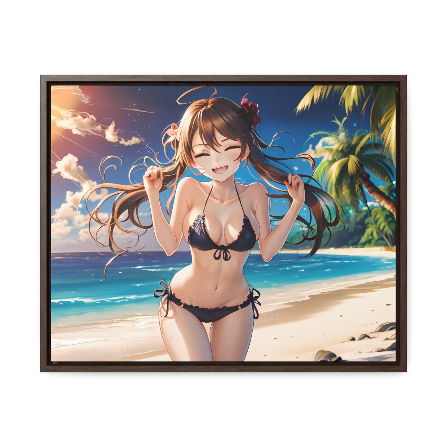 Sunlit Joy on the Beach - Gallery Canvas Wraps, Horizontal Frame
