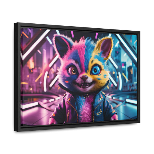 Neon Paws in the Cyber City - Gallery Canvas Wraps, Horizontal Frame