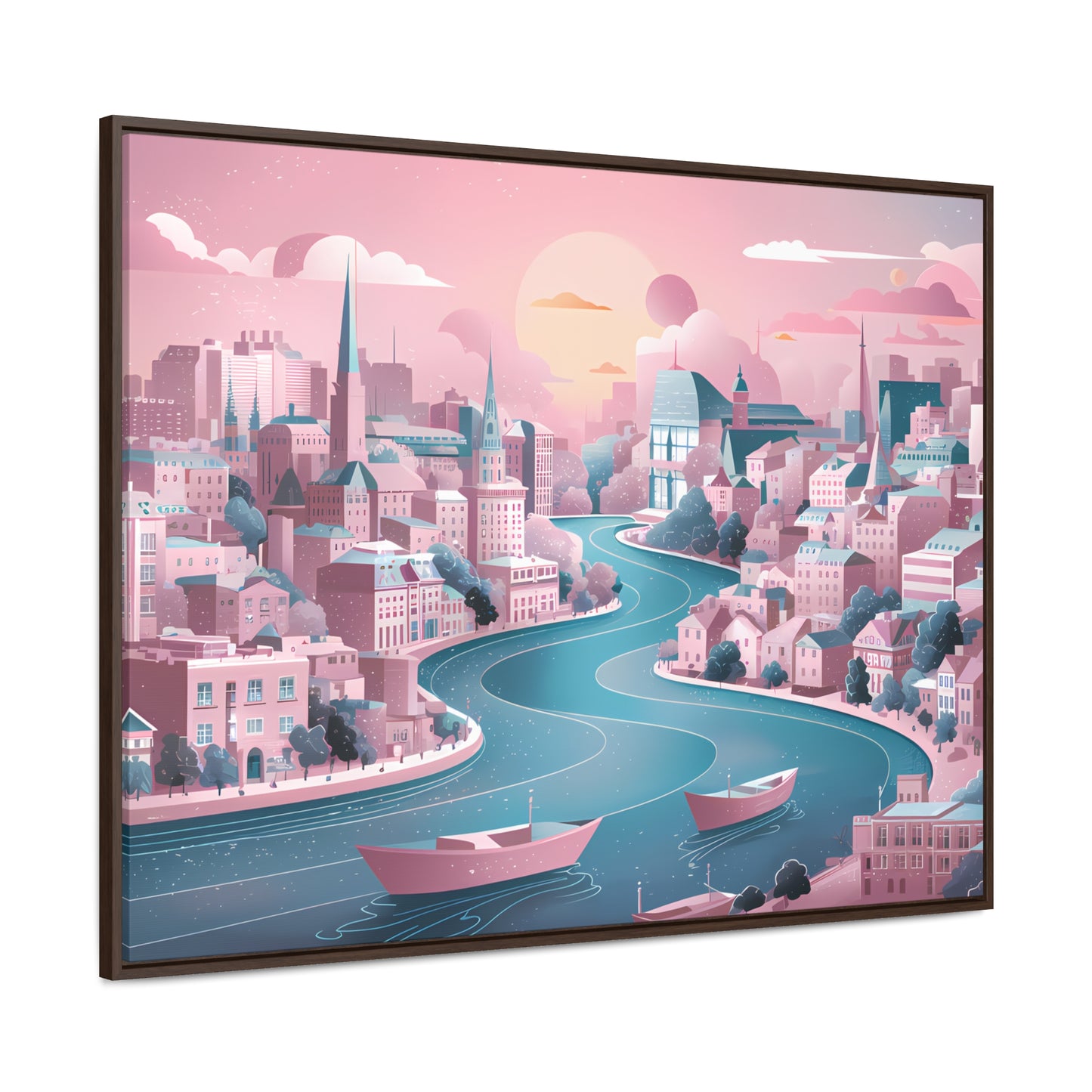 Serene City at Dawn - Gallery Canvas Wraps, Horizontal Frame