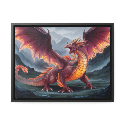 The Inferno Wyrm of the Ashen Peaks - Gallery Canvas Wraps, Horizontal Frame