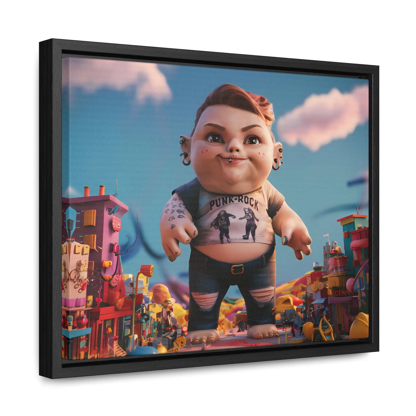 "Punk Rock Titan in Toy Town" - Gallery Canvas Wraps, Horizontal Frame