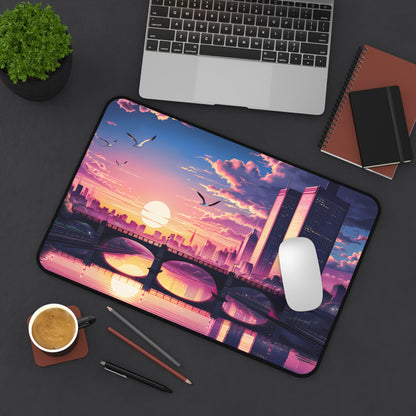 "Twilight Reflections Over the City" - Desk Mat