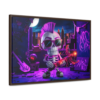 "Punk Rock Skeleton Warrior in Neon City" - Gallery Canvas Wraps, Horizontal Frame