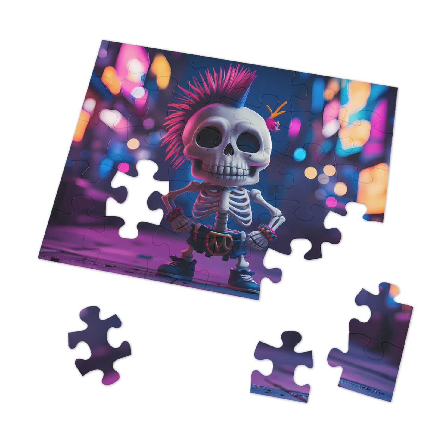 Rebel Bones in Neon Streets - Jigsaw Puzzle (30, 110, 252, 500,1000-Piece)