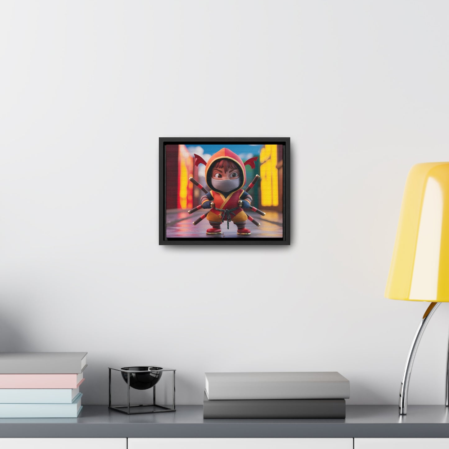 "Chibi Ninja Warrior in the City" - Gallery Canvas Wraps, Horizontal Frame